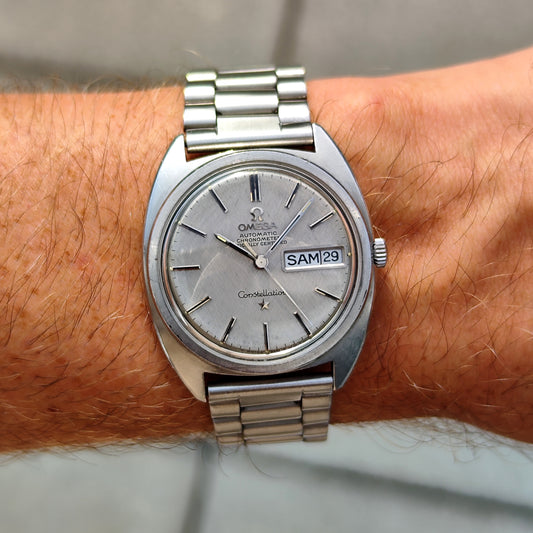 Omega Constellation C-Shape Linen Dial German Day-Date 1968 [REF. 168.019]