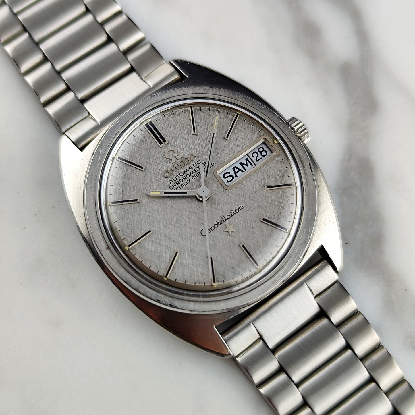 Omega Constellation C-Shape Linen Dial German Day-Date 1968 [REF. 168.019]