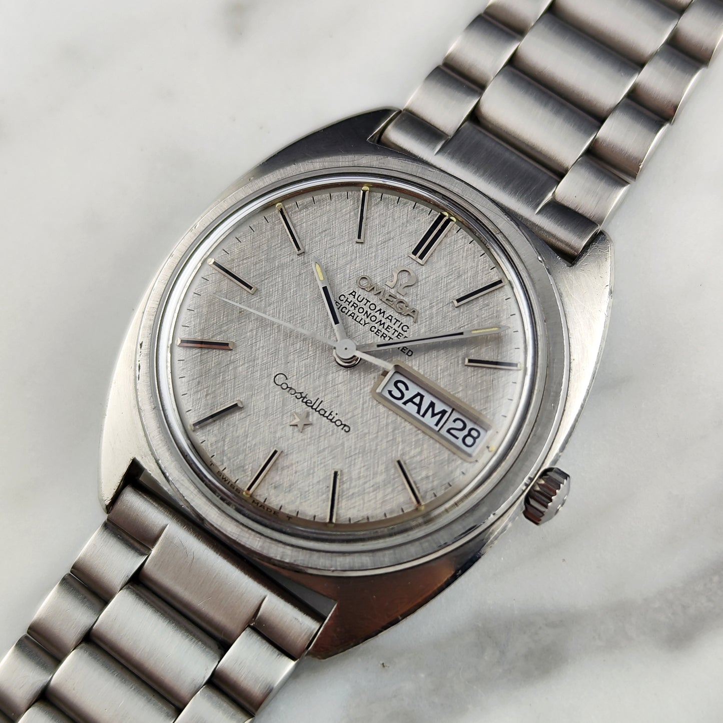 Omega Constellation C-Shape Linen Dial German Day-Date 1968 [REF. 168.019]