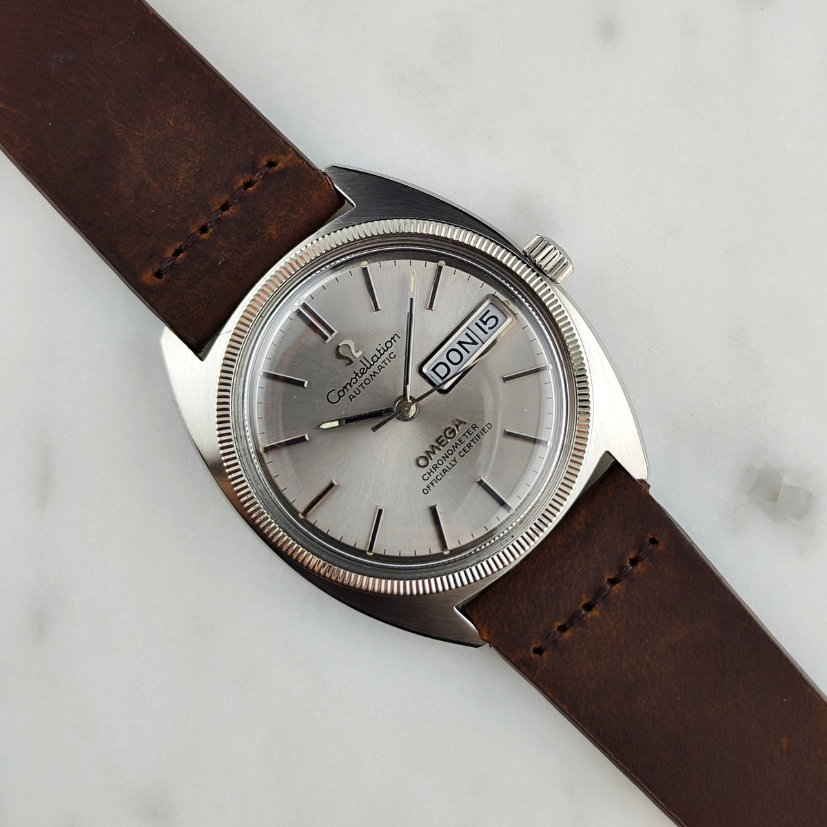 Omega Constellation Chronometer C-Shape Day-Date 18ct Whitegold Bezel 1970 Serviced 09/2026 [REF. 168.029]