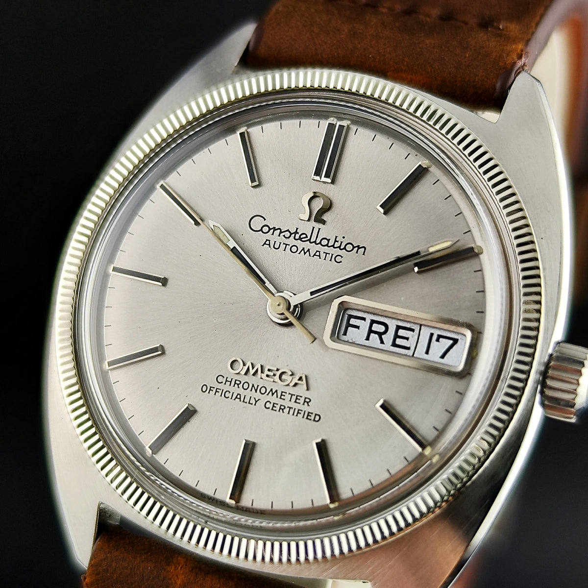 Omega Constellation Chronometer C-Shape Day-Date 18ct Whitegold Bezel 1970 Serviced 09/2026 [REF. 168.029]