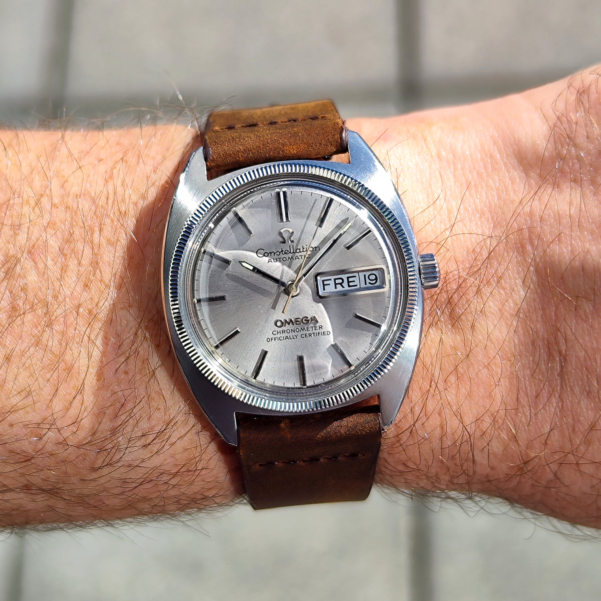 Omega Constellation Chronometer C-Shape Day-Date 18ct Whitegold Bezel 1970 Serviced 09/2026 [REF. 168.029]