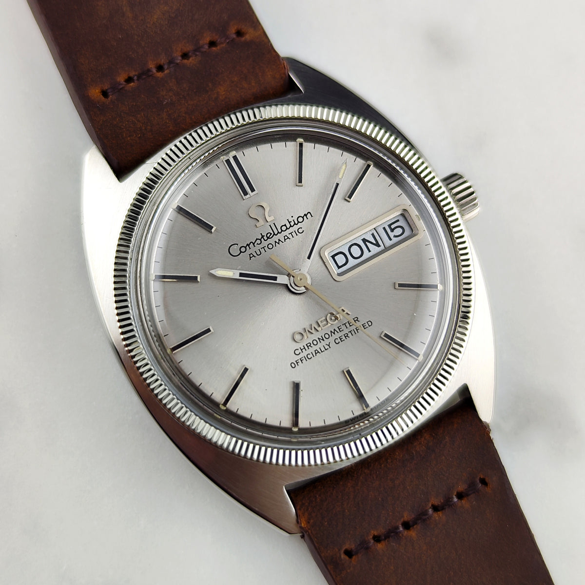 Omega Constellation Chronometer C-Shape Day-Date 18ct Whitegold Bezel 1970 Serviced 09/2026 [REF. 168.029]