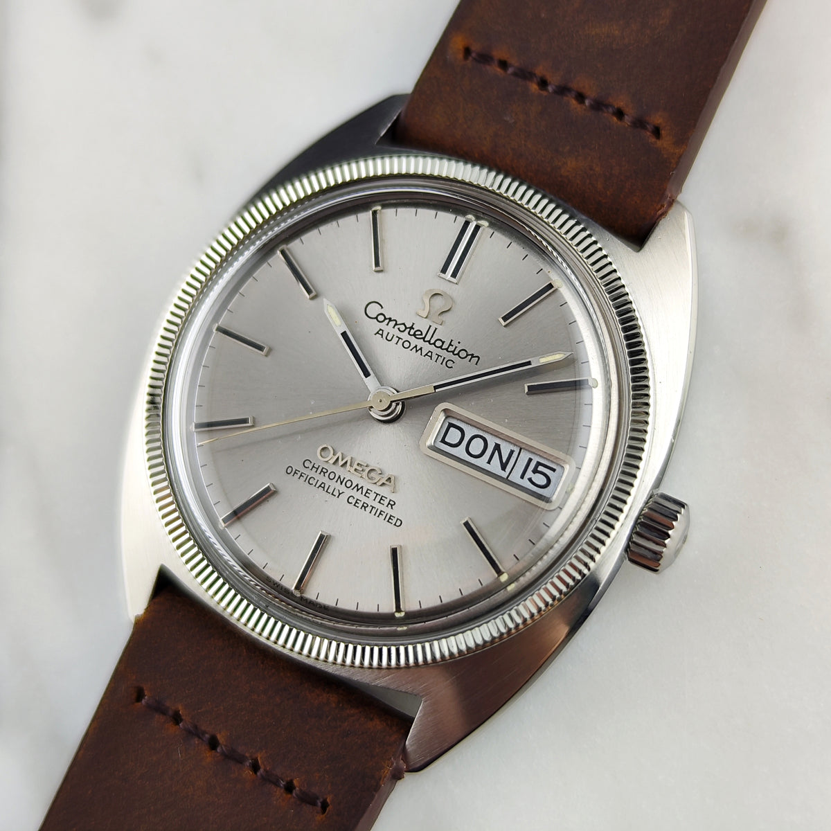 Omega Constellation Chronometer C-Shape Day-Date 18ct Whitegold Bezel 1970 Serviced 09/2026 [REF. 168.029]