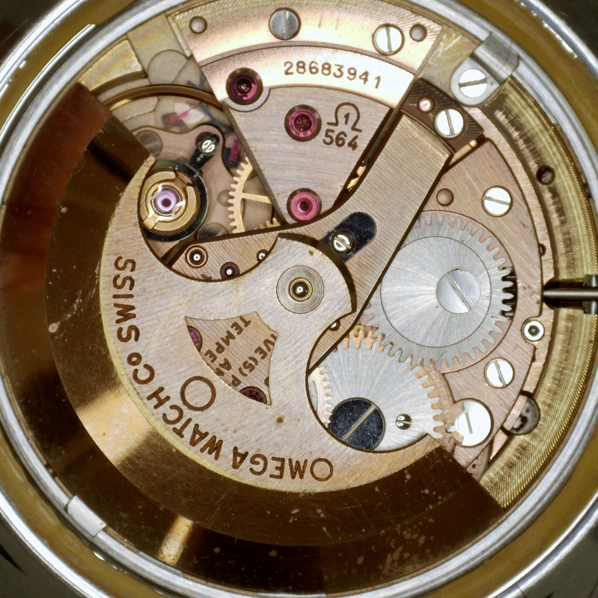 Omega Constellation Chronometer C-Shape Grey Dial 1969 – Uhrwerk mit Werkplatine