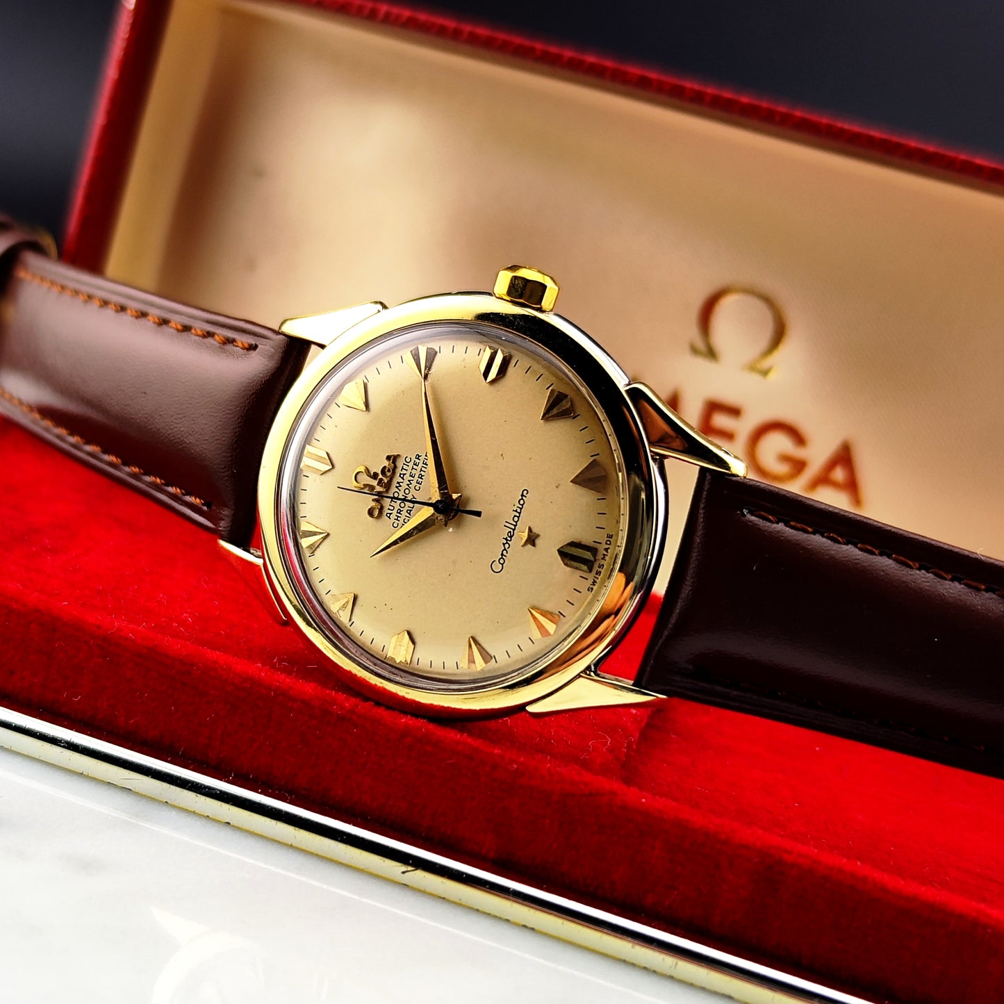 OMEGA Constellation Chronometer Gold Champagner Dial 1958 with Box [REF. 2852]