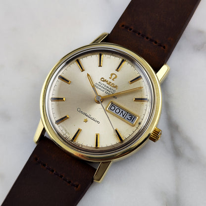 Omega Constellation Chronometer Gold Champagne Dial German Day-Date 1970 Serviced 10/2026 – Vorderansicht mit Zifferblatt