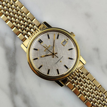 OMEGA Constellation Chronometer Gold White Linen Dial Date 1968 [REF. 168.018]