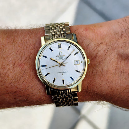 OMEGA Constellation Chronometer Gold White Linen Dial Date 1968 [REF. 168.018]