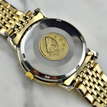 OMEGA Constellation Chronometer Gold White Linen Dial Date 1968 [REF. 168.018]
