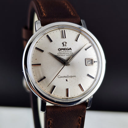 Omega Constellation Chronometer Steel Silver Dial 1966 Serviced 10/2026 – Vorderansicht mit Zifferblatt und Datum