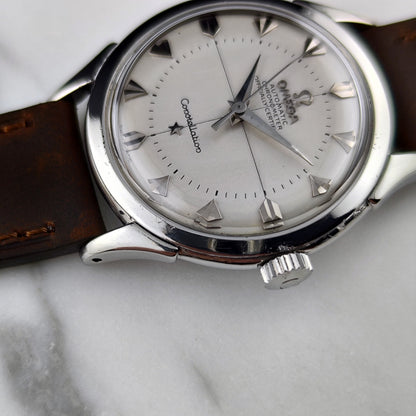 Omega Constellation Chronometer White Dial Special Index 1956 with Box – Zifferblatt in Nahaufnahme mit Krone