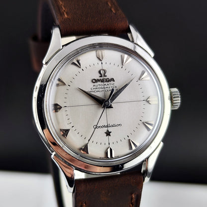 Omega Constellation Chronometer White Dial Special Index 1956 with Box – Frontansicht mit Zifferblatt