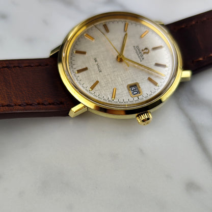 Omega De Ville Automatic Gold Rare White Linen Dial 1970 [REF. 166.033]