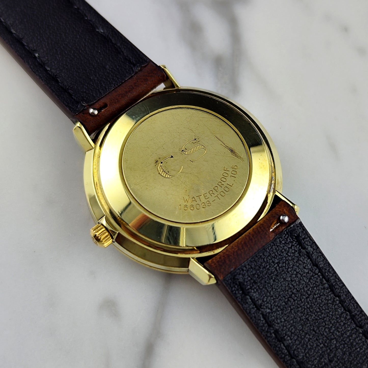 Omega De Ville Automatic Gold Rare White Linen Dial 1970 [REF. 166.033]