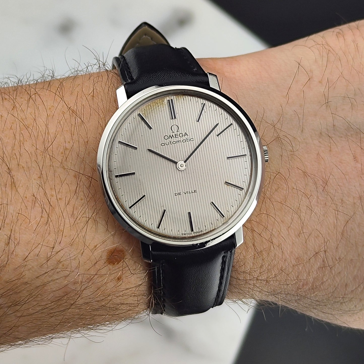 OMEGA De Ville Automatic Rare Tapestry Dial White 1966 [REF. 151.0039]