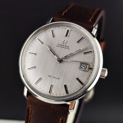 OMEGA De Ville Automatic Silver/Grey Linen Dial Date 1970 [REF. 166.033]
