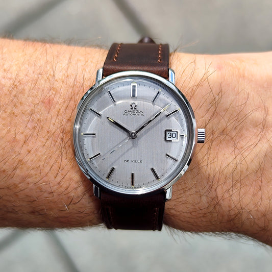 OMEGA De Ville Automatic Silver/Grey Linen Dial Date 1970 [REF. 166.033]