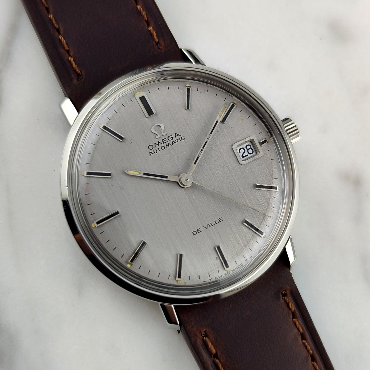 OMEGA De Ville Automatic Silver/Grey Linen Dial Date 1970 [REF. 166.033]