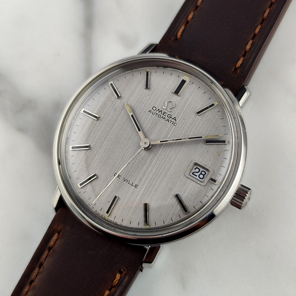 OMEGA De Ville Automatic Silver/Grey Linen Dial Date 1970 [REF. 166.033]