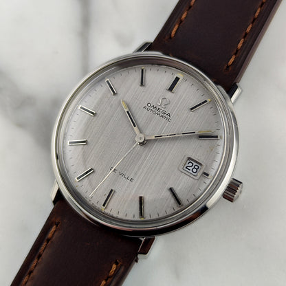 OMEGA De Ville Automatic Silver/Grey Linen Dial Date 1970 [REF. 166.033]