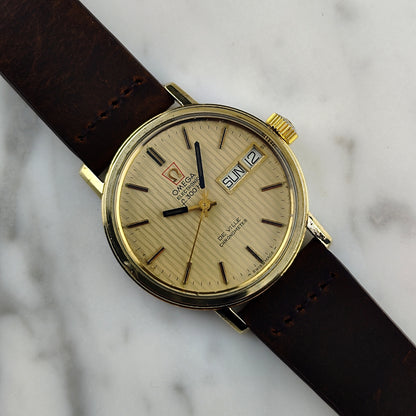OMEGA De Ville Chronometer Day-Date f300Hz Gold Tapestry Dial 1972 [REF. 198.003]
