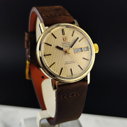 OMEGA De Ville Chronometer Day-Date f300Hz Gold Tapestry Dial 1972 [REF. 198.003]