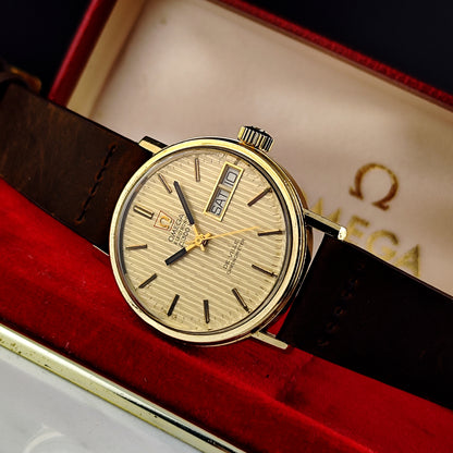 OMEGA De Ville Chronometer Day-Date f300Hz Gold Tapestry Dial 1972 [REF. 198.003]