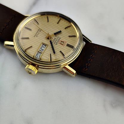 OMEGA De Ville Chronometer Day-Date f300Hz Gold Tapestry Dial 1972 [REF. 198.003]