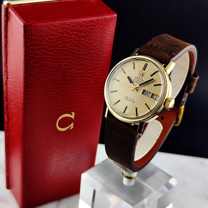 OMEGA De Ville Chronometer Day-Date f300Hz Gold Tapestry Dial 1972 [REF. 198.003]