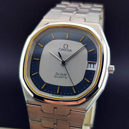 OMEGA De Ville Date Quartz Rare Blue Ring Dial [REF. 196.0145]