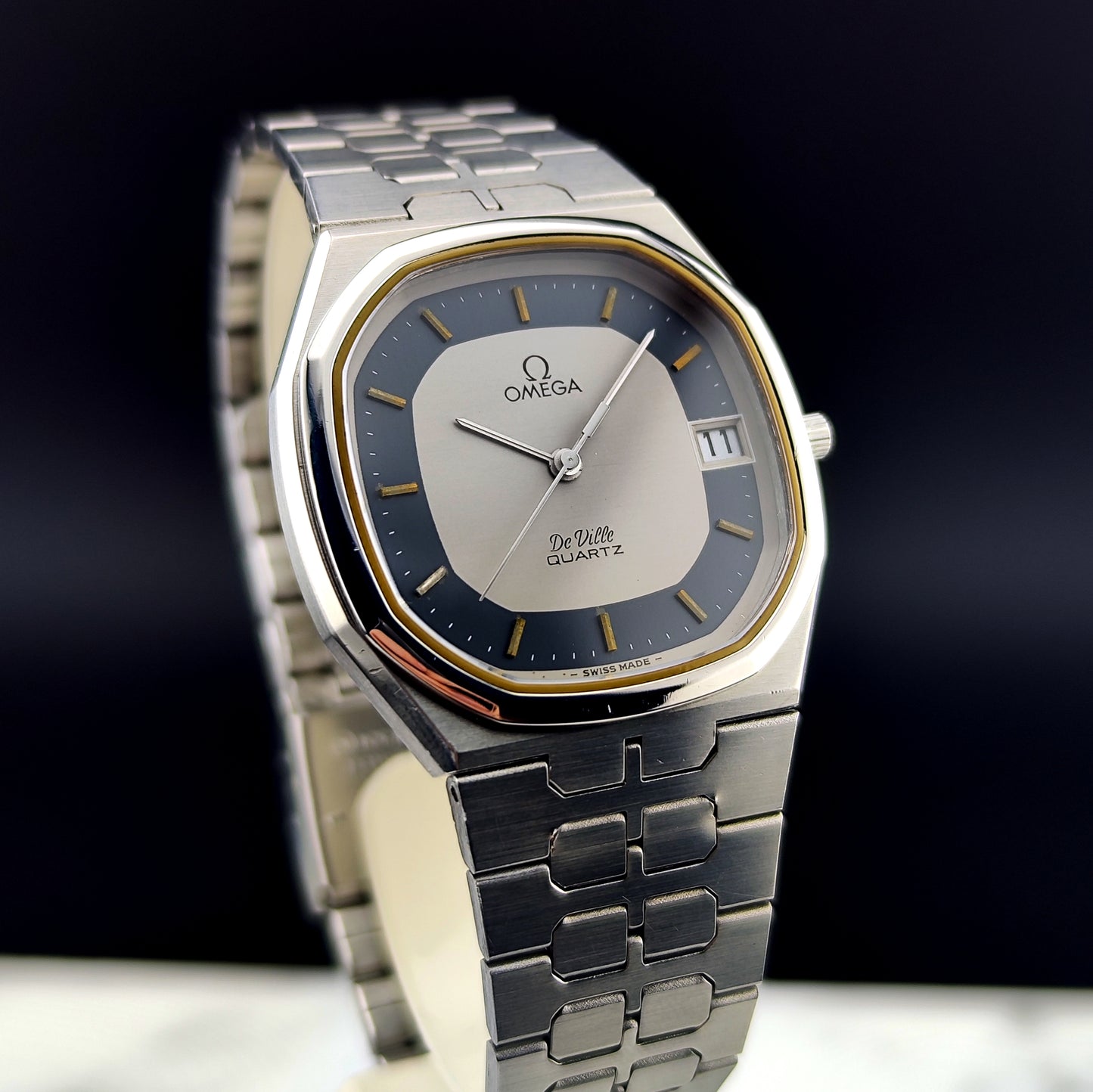 OMEGA De Ville Date Quartz Rare Blue Ring Dial [REF. 196.0145]