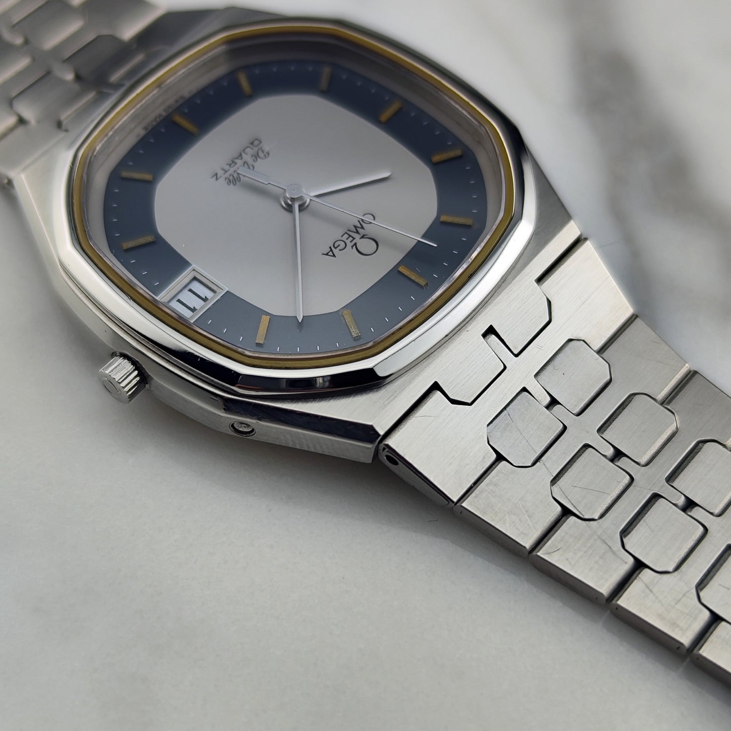 OMEGA De Ville Date Quartz Rare Blue Ring Dial [REF. 196.0145]