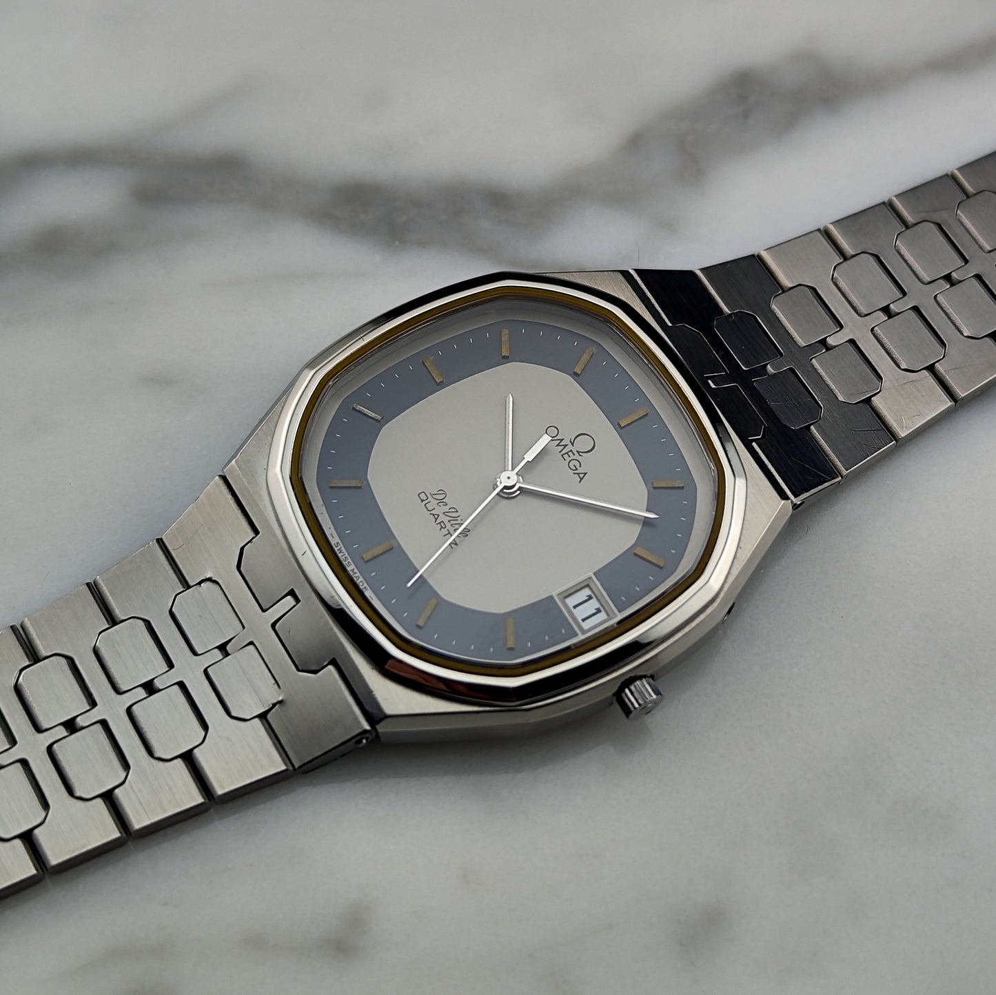 OMEGA De Ville Date Quartz Rare Blue Ring Dial [REF. 196.0145]