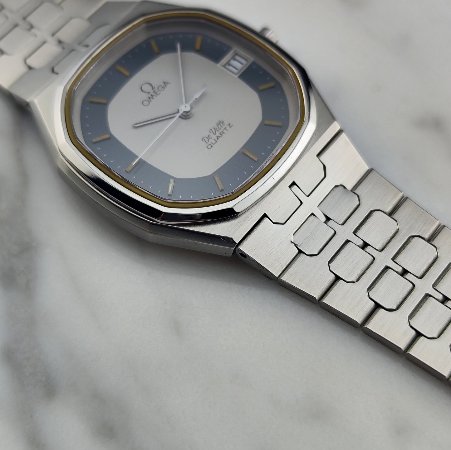 OMEGA De Ville Date Quartz Rare Blue Ring Dial [REF. 196.0145]