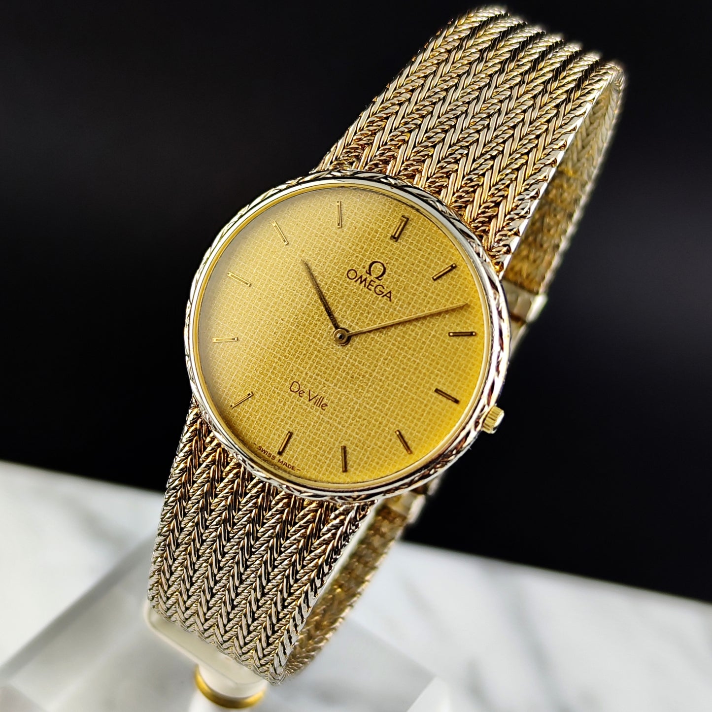 OMEGA De Ville Gold Milanese Super Rare 1982 Defective [REF. 39108270]