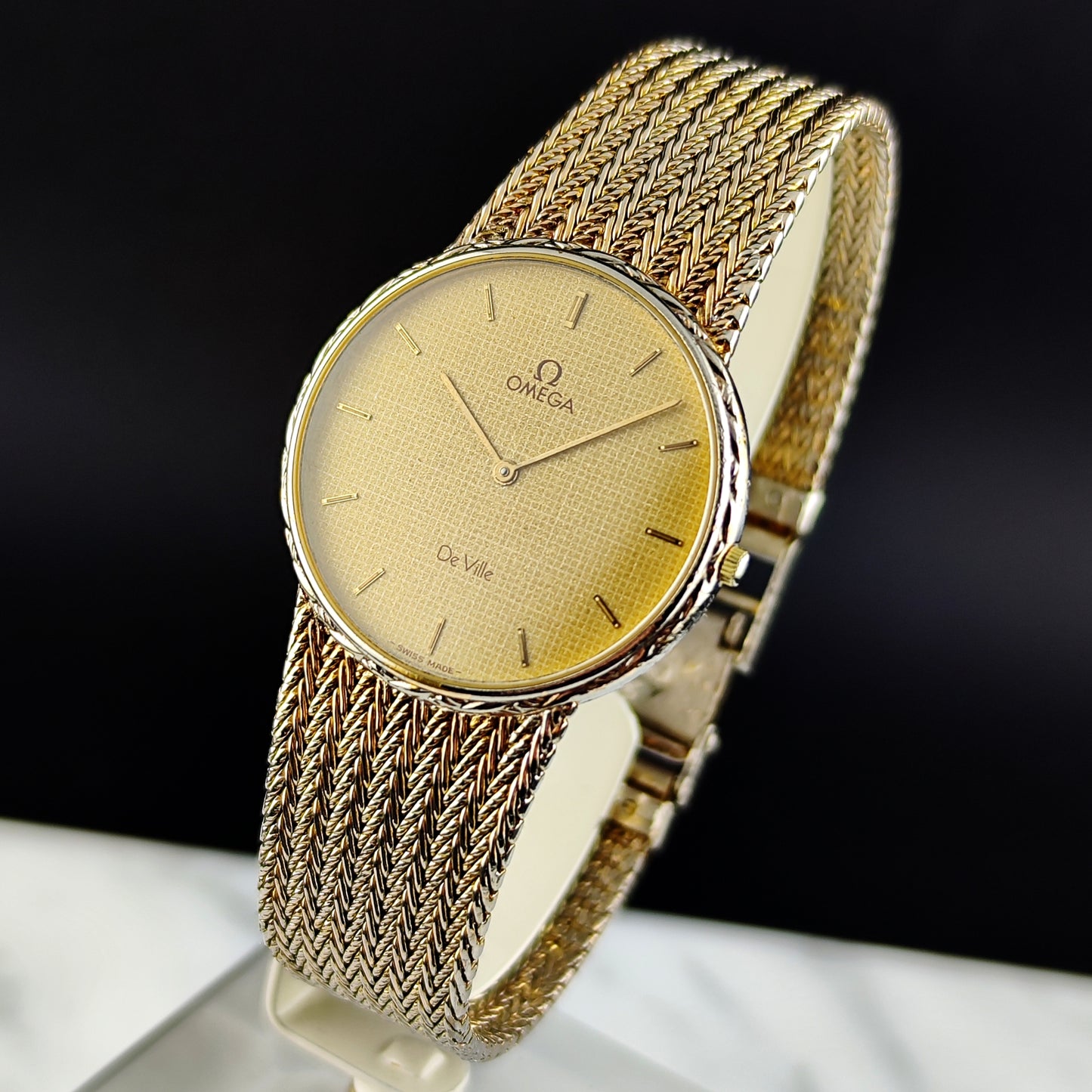 OMEGA De Ville Gold Milanese Super Rare 1982 Defective [REF. 39108270]