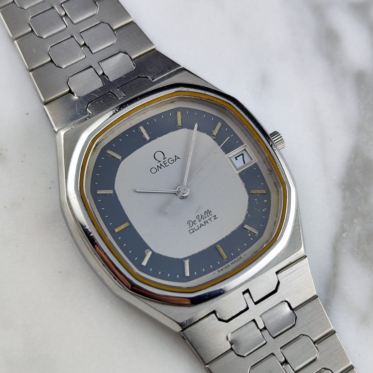 Omega De Ville Quartz Silver Dial Blue Ring 1979 – Bild 10