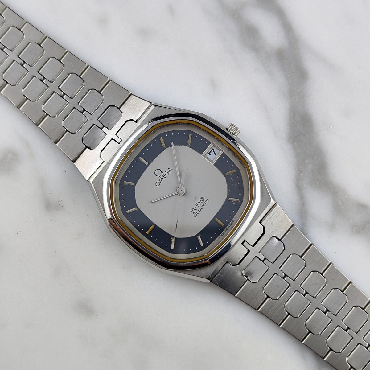 Omega De Ville Quartz Silver Dial Blue Ring 1979 – Bild 11