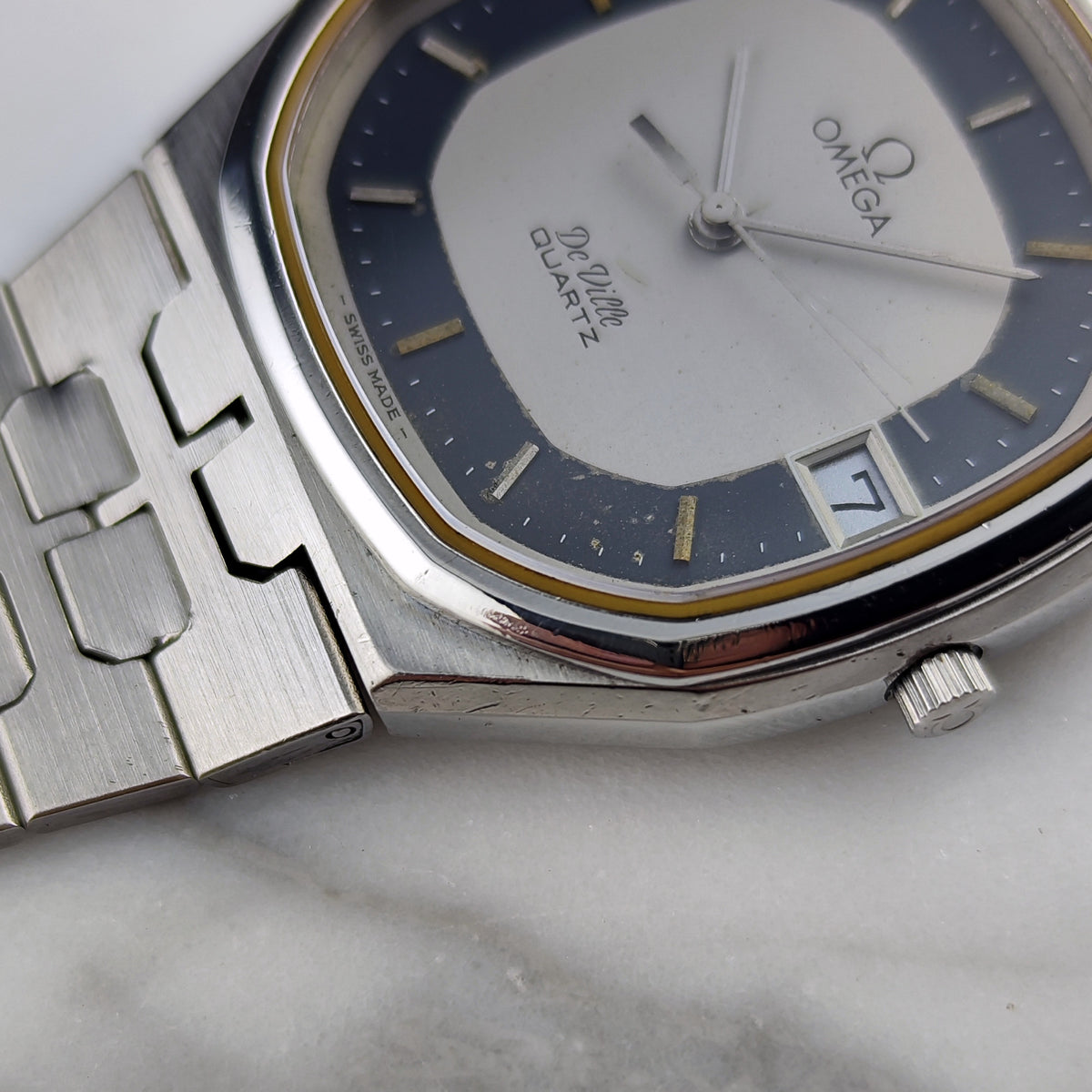 Omega De Ville Quartz Silver Dial Blue Ring 1979 – Bild 12