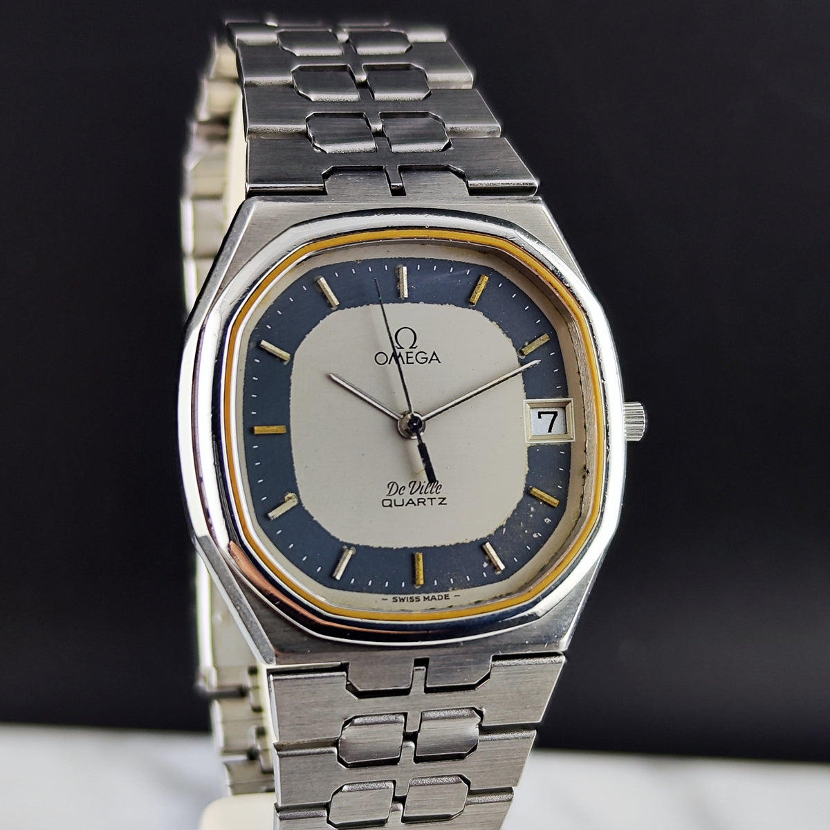 Omega De Ville Quartz Silver Dial Blue Ring 1979 – Bild 5
