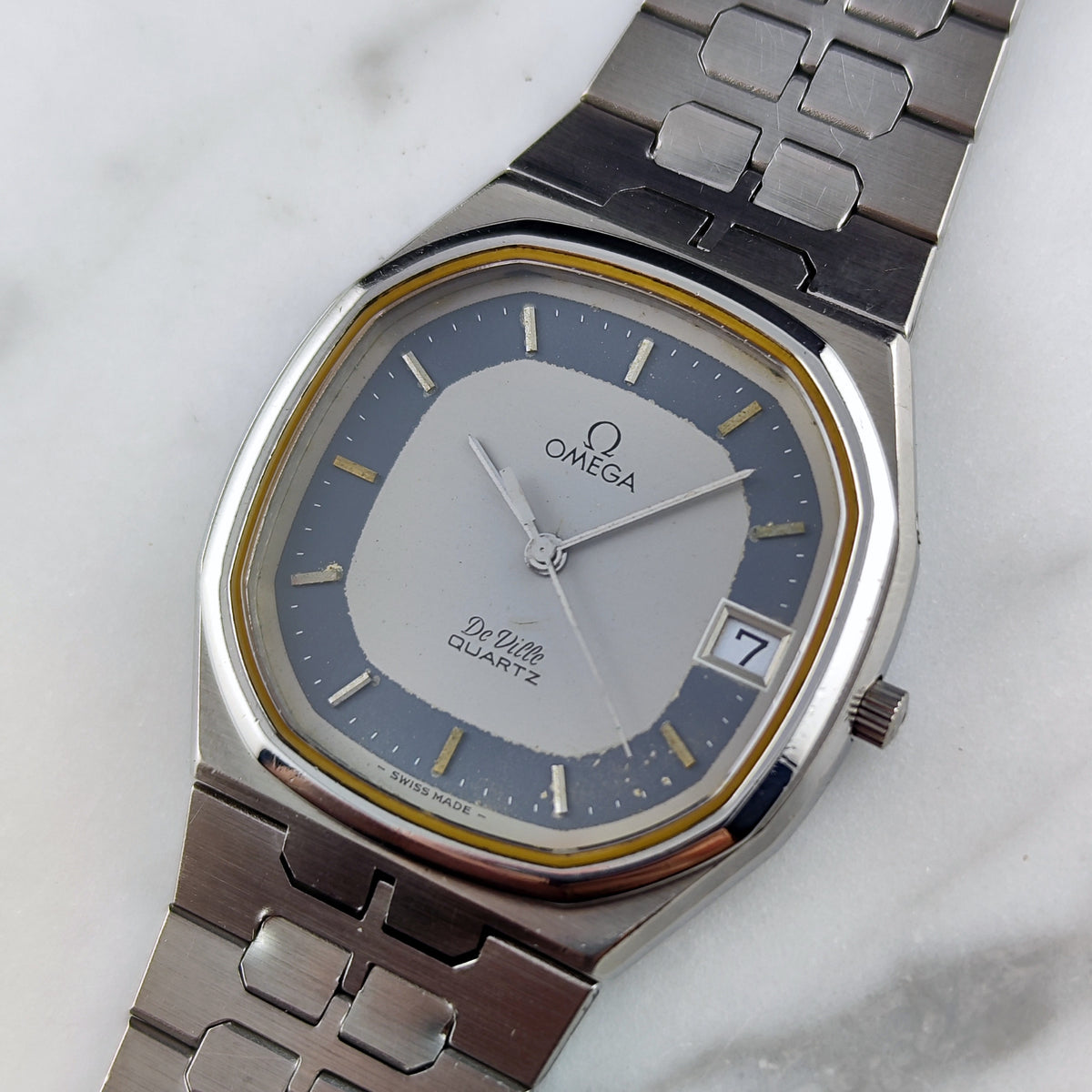 Omega De Ville Quartz Silver Dial Blue Ring 1979 – Bild 9