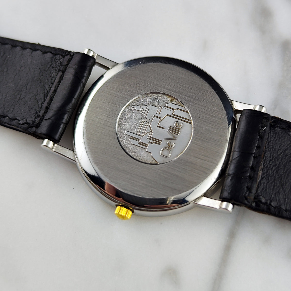 Omega De Ville Two Tone White Dial 1993 with Box – Gehäuseboden mit Gravur
