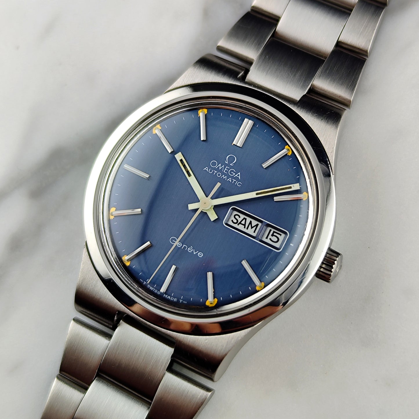 Omega Genéve Automatic Blue Dial German Day-Date 1975 Serviced 08/2026 [REF. 166.0174]