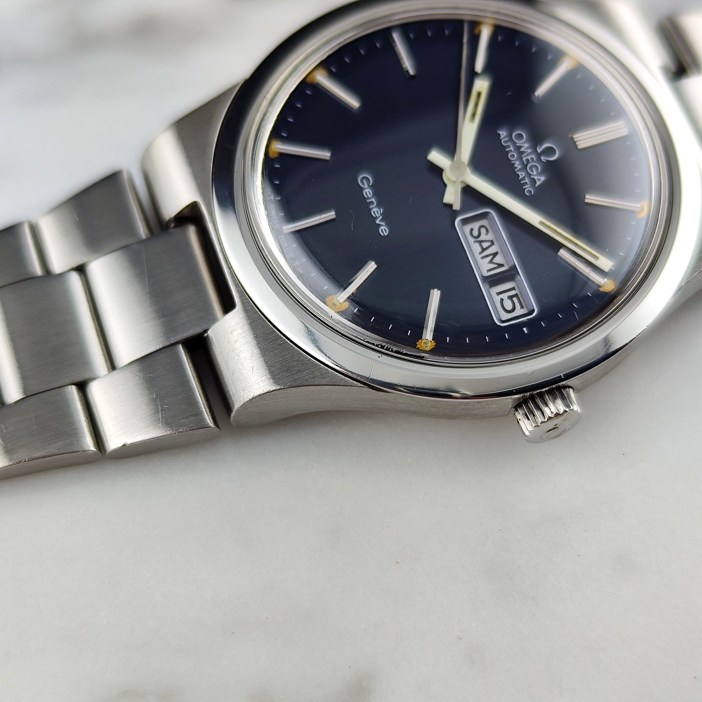 Omega Genéve Automatic Blue Dial German Day-Date 1975 Serviced 08/2026 [REF. 166.0174]