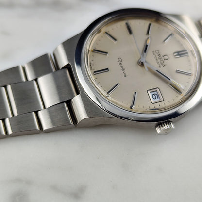 Omega Genéve Automatic Date Creme Dial Steel Bracelet 1973 Serviced 08/2026 [REF. 166.0173]