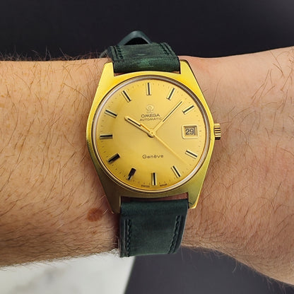 OMEGA Genéve Automatic Gold Dial Green Strap 1970 [REF. 166.041]
