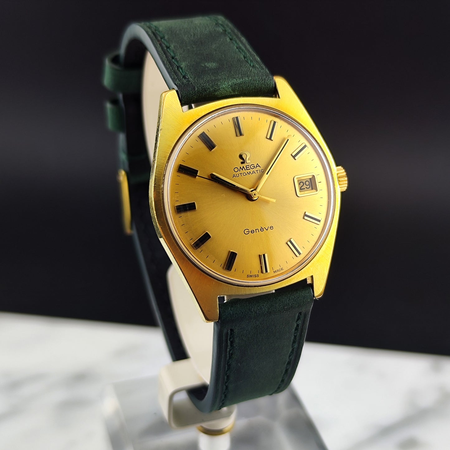 OMEGA Genéve Automatic Gold Dial Green Strap 1970 [REF. 166.041]