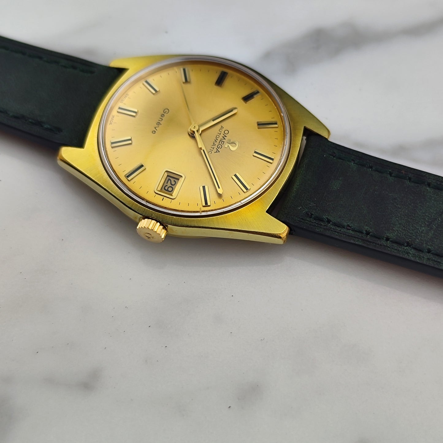 OMEGA Genéve Automatic Gold Dial Green Strap 1970 [REF. 166.041]
