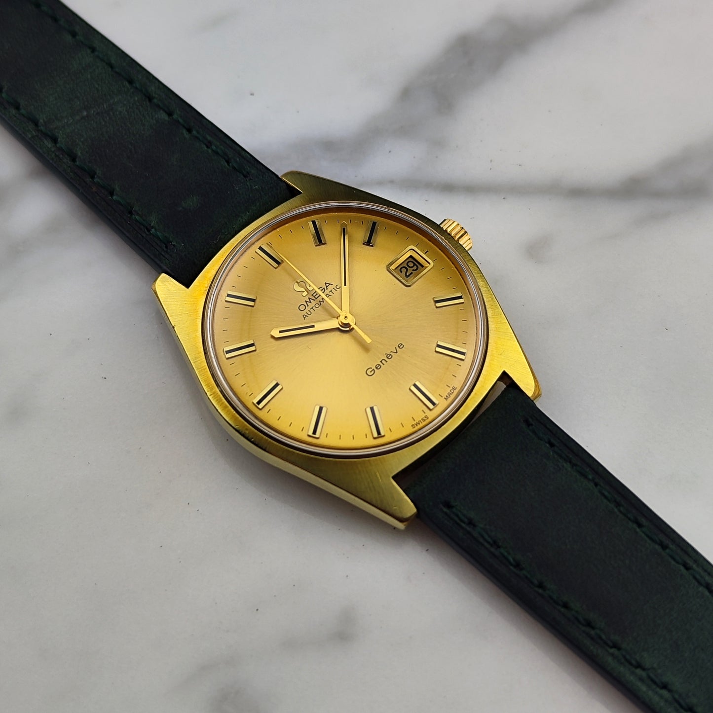 OMEGA Genéve Automatic Gold Dial Green Strap 1970 [REF. 166.041]